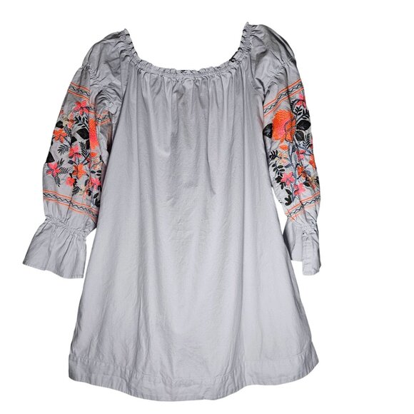 Free People Fleur Du Jour Dress White Floral Embroidery M – Boho, Festival, Folk - Picture 3 of 12